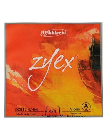 Jeu de 4 cordes avec Ré Argent Violon Zyex Composite  D'Addario