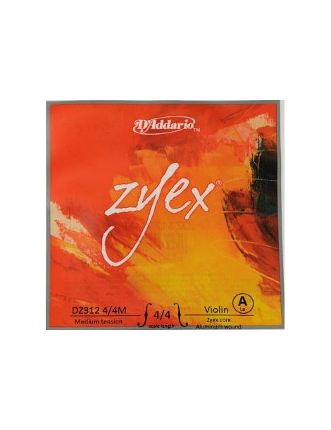 Jeu de 4 cordes avec Ré Argent Violon Zyex Composite  D'Addario