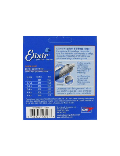 Jeux cordes Guitare electrique Elixir 12027 NANOWEB Light