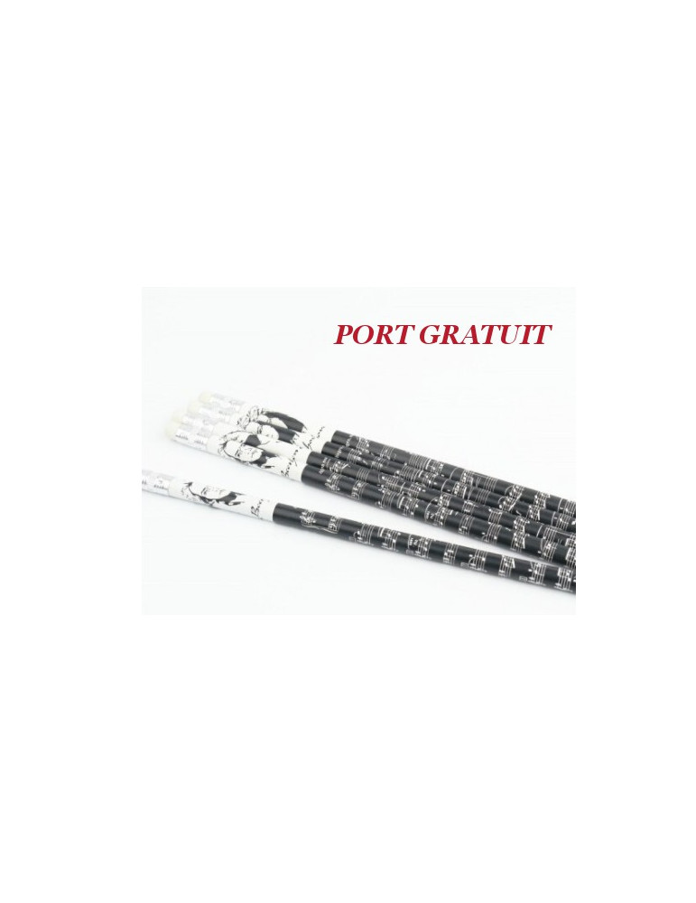Papeterie et Gadgets - Crayon papier Noir Beethoven et gomme - CRAYON-BEETHOVEN - a-Gift-Republic - La Maison de la Corde