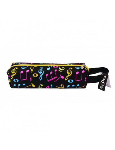 Trousse rectangulaire motif notes de musique multicolores